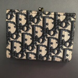 Vintage Women's Christian Dior Trotter Compact Wallet with Clasp Lock - Pre-owne